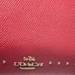 Pre Owned Coach Red Leather Herald Stud Crossbody Bag