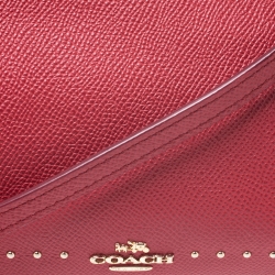Pre Owned Coach Red Leather Herald Stud Crossbody Bag