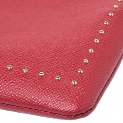 Pre Owned Coach Red Leather Herald Stud Crossbody Bag