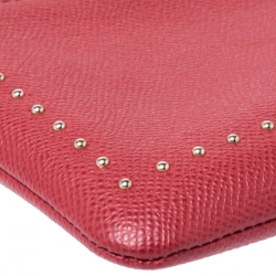 Pre Owned Coach Red Leather Herald Stud Crossbody Bag