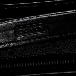Coach Black/White Signature Fabric and Leather Zip Around Continental Wallet
