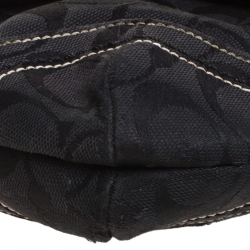 Pre Owned Coach Black Signature Canvas Small C Logo Hobo