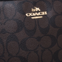 Pre Owned Coach Brown Signature Coated Canvas Ava Top-Zip Tote