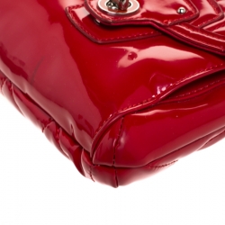 Pre Owned Coach Cherry Red Patent Leather Poppy Shoulder Bag