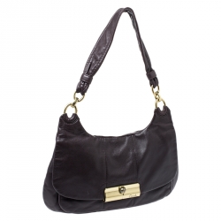 Pre Owned Coach Dark Brown Leather Kristin Hobo