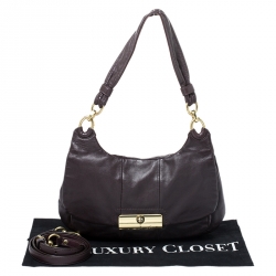 Pre Owned Coach Dark Brown Leather Kristin Hobo