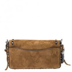 Pre Owned Coach Brown Suede Fringe Dinky Crossbody Bag