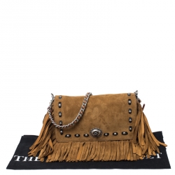 Pre Owned Coach Brown Suede Fringe Dinky Crossbody Bag