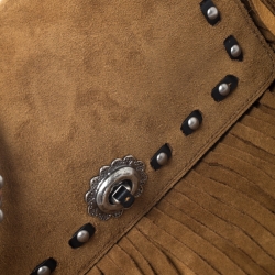 Pre Owned Coach Brown Suede Fringe Dinky Crossbody Bag