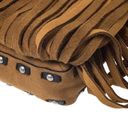 Pre Owned Coach Brown Suede Fringe Dinky Crossbody Bag