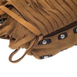 Pre Owned Coach Brown Suede Fringe Dinky Crossbody Bag