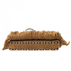 Pre Owned Coach Brown Suede Fringe Dinky Crossbody Bag