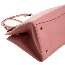 Pre Owned Coach Pink Leather Crosby Carryall Double Zip Tote