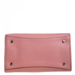 Pre Owned Coach Pink Leather Crosby Carryall Double Zip Tote