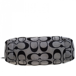 Pre Owned Coach Black/Grey Daisy Outline Canvas and Leather Emma Tote