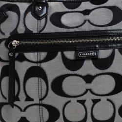 Pre Owned Coach Black/Grey Daisy Outline Canvas and Leather Emma Tote