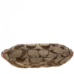 Pre Owned Coach Beige/Tan Signature Canvas and Leather Studded Mia Soho Hobo