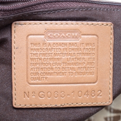 Pre Owned Coach Beige/Tan Signature Canvas and Leather Studded Mia Soho Hobo