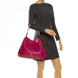 Pre Owned Coach Fuchsia Leather Edie Shoulder Bag