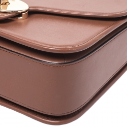 Coach Brown Leather Flap Turnlock Crossbody Bag