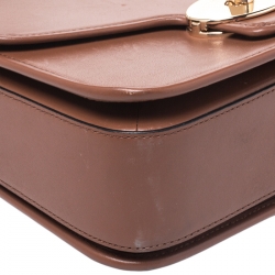 Coach Brown Leather Flap Turnlock Crossbody Bag
