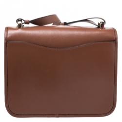Coach Brown Leather Flap Turnlock Crossbody Bag