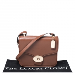 Coach Brown Leather Flap Turnlock Crossbody Bag
