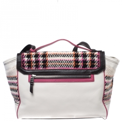 Coach Multicolor Tweed and Leather Turnlock Two Way Bag