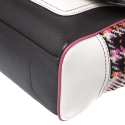 Coach Multicolor Tweed and Leather Turnlock Two Way Bag