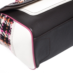 Coach Multicolor Tweed and Leather Turnlock Two Way Bag