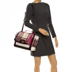 Coach Multicolor Tweed and Leather Turnlock Two Way Bag