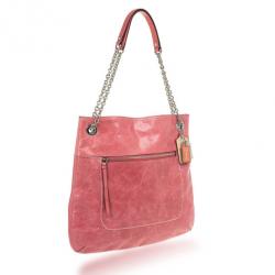 Pre Owned Coach Poppy Leather Slim Camellia Tote