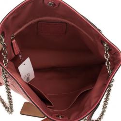 Pre Owned Coach Poppy Leather Slim Camellia Tote