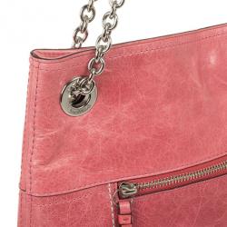 Pre Owned Coach Poppy Leather Slim Camellia Tote