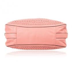 Pre Owned Coach Salmon Pink Madison Maggie Woven Leather Shoulder Bag
