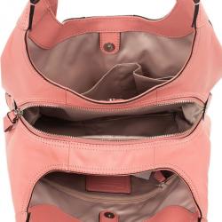 Pre Owned Coach Salmon Pink Madison Maggie Woven Leather Shoulder Bag