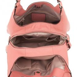 Pre Owned Coach Salmon Pink Madison Maggie Woven Leather Shoulder Bag