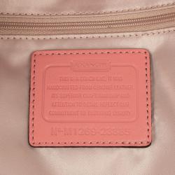 Pre Owned Coach Salmon Pink Madison Maggie Woven Leather Shoulder Bag