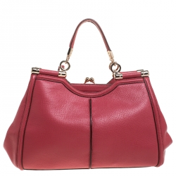 Pre Owned Coach Pink Leather Kisslock Grace Bag