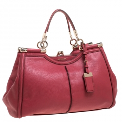 Pre Owned Coach Pink Leather Kisslock Grace Bag