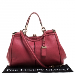 Pre Owned Coach Pink Leather Kisslock Grace Bag