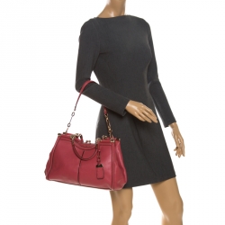 Pre Owned Coach Pink Leather Kisslock Grace Bag