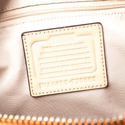 Pre Owned Coach Pink/Orange Signature Coated Canvas and Leather Nancy Stripe Satchel