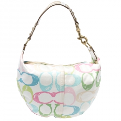 Pre Owned Coach Multicolor Signature Fabric Scribble Hobo