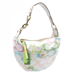 Pre Owned Coach Multicolor Signature Fabric Scribble Hobo