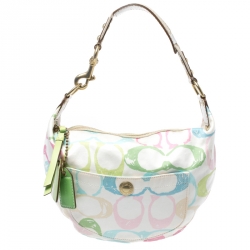 Pre Owned Coach Multicolor Signature Fabric Scribble Hobo