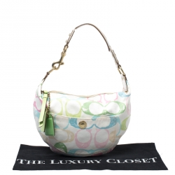 Pre Owned Coach Multicolor Signature Fabric Scribble Hobo