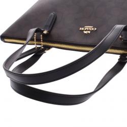 Coach Dark Brown Signature Canvas Tote
