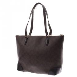 Coach Dark Brown Signature Canvas Tote