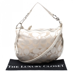 Pre Owned Coach Beige Canvas and Leather Hobo